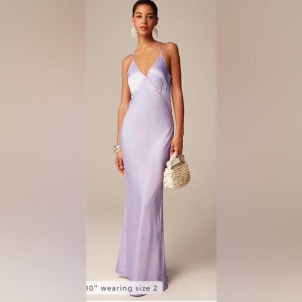NWT Anna October© X J.Crew V-neck slip dress in luster crepe Lilac Size 10